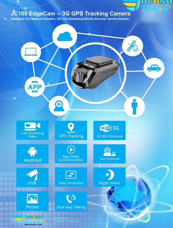 JC100 dash cam brochure, page 1