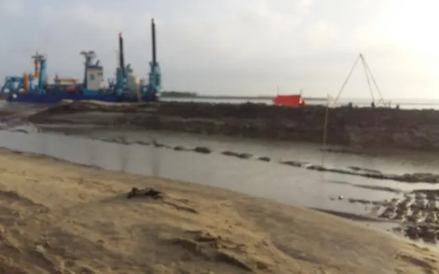 Dredgers and machinery at the Matarbari power plant site